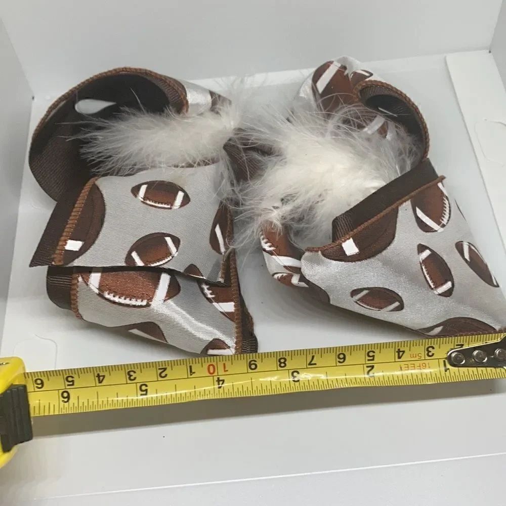 Girls large football hair bow - Picture 3 of 4
